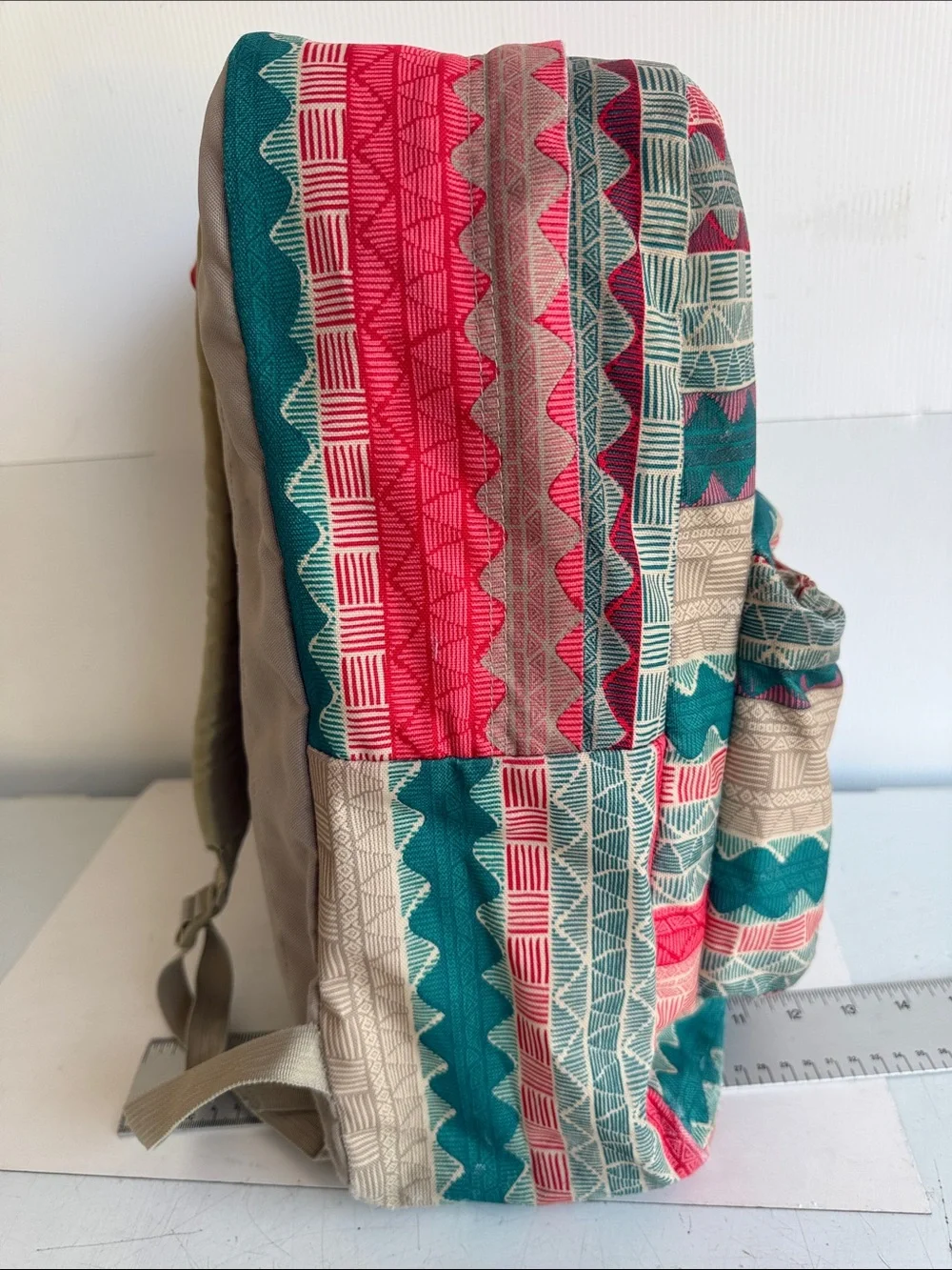 VINTAGE Jansport Digibreak Backpack MALT TAN BOHO STRIPE SOUTHWEST BOOK BAG PACK